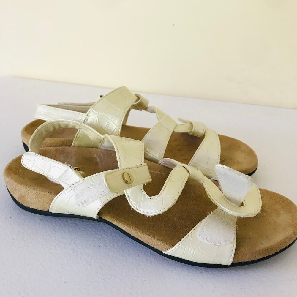 Vionic Women's Paros Comfort Flat Back Strap Sandals Cream Crocodile Size 7 - Picture 8 of 9